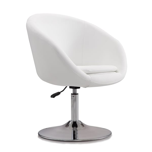 Manhattan Comfort Hopper Swivel Adjustable Height Faux Leather Chair in White and Polished Chrome AC036-WH - main